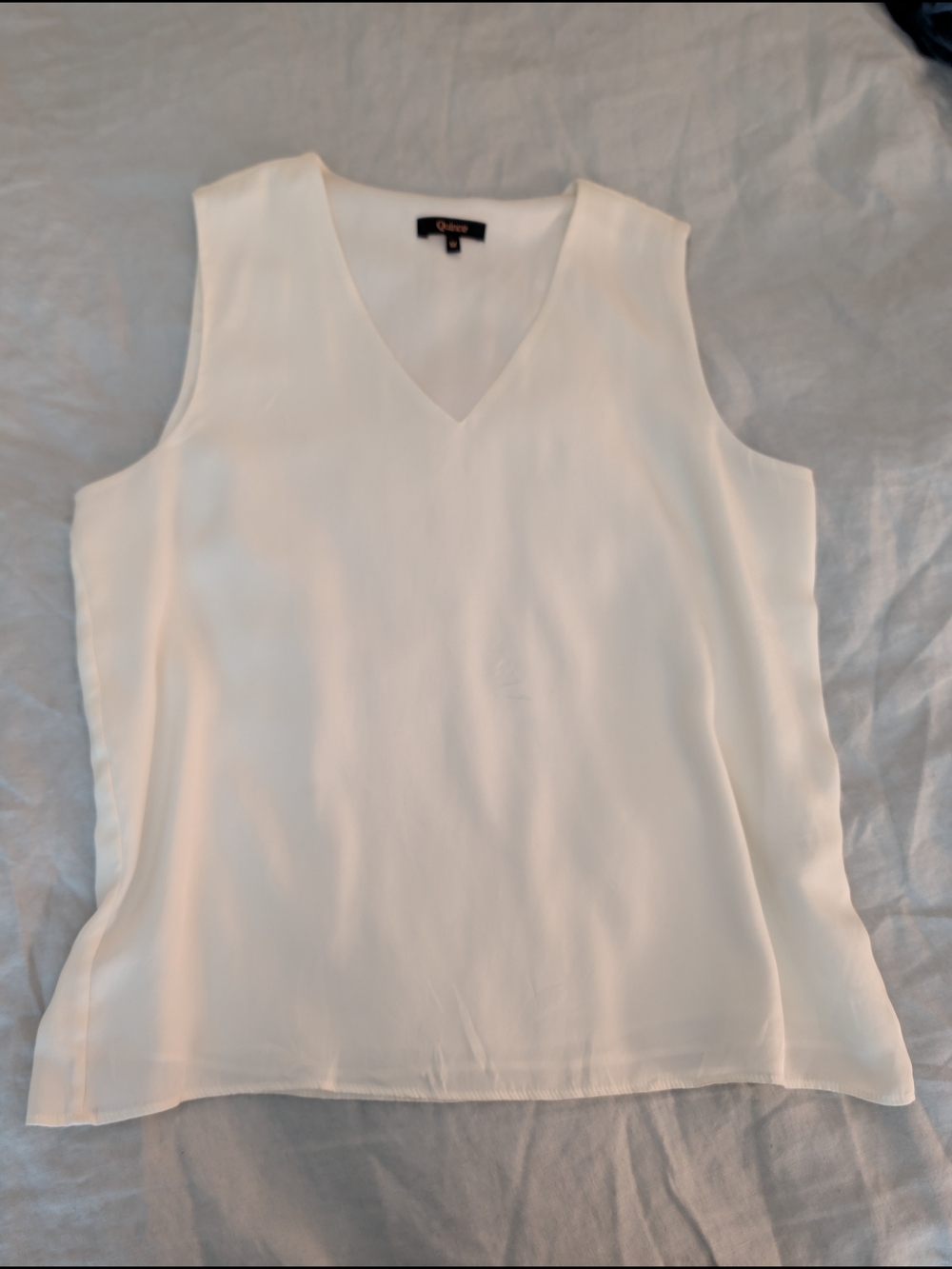 Quince Washable Stretch Silk Tank Ivory Medium Lined